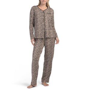 SOPHIA Black 2pc Animal Print Sweet Whispers Pajama Set